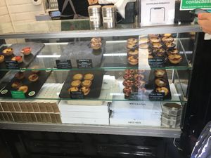Counter … only one type is vegan  at Café de Nata in South West London