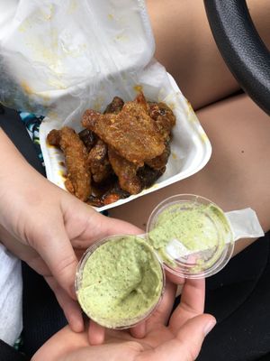 Sweet and Spicy Wings w/ cucumber dipping sauce at Blackbird Pizzeria - 6th St in Philadelphia