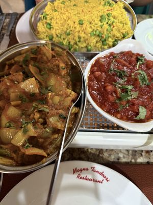 Veg Dupiaza, Channa Masala and Peas Pilau  at The Magna Tandoori in Berwick-upon-tweed