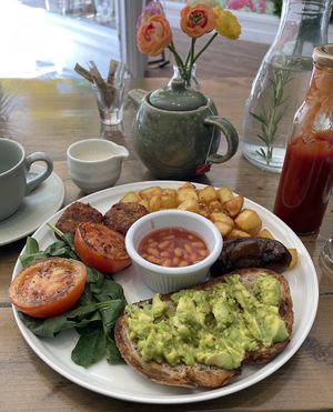 Perfectly cooked and tasty Vegan brunch with Hoogly English Breakfast tea.  at Jo & Co in Hove