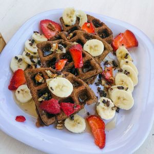 Vegan Waffles Cacao at Com Amor in Holbox