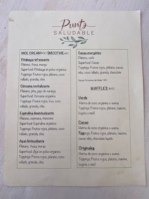 Regular food menu at Com Amor in Holbox