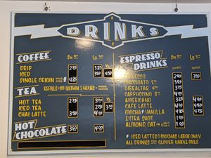 Drink menu

Also some interesting specials (today is hot and they have lavender rose lemonade😋). at Kilovolt Coffee in Oakland