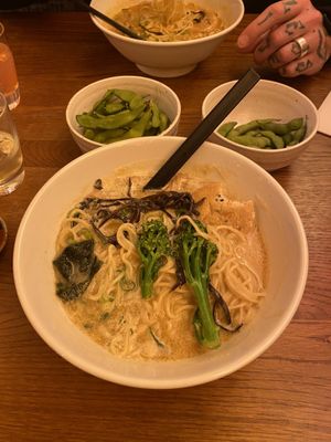 Tastiest vegan ramen I’ve had in forever! One spicy and one with chilli sauce on the side   at Heddon Yokocho in London