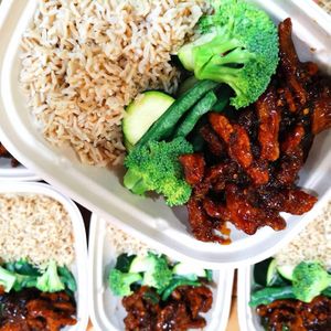 Mongolian 'Beef' with Brown Rice & Seasonal Greens at Fierce Fuel in Squamish