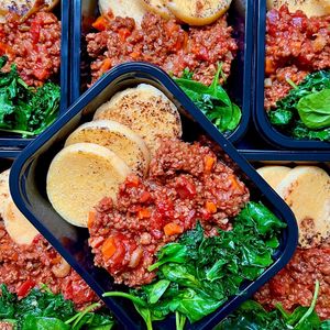 Polenta Bolognese with Garlic Wilted Greens at Fierce Fuel in Squamish
