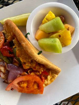 Roasted veggie pita sandwich at Sweet Peppers Deli in Muscle Shoals