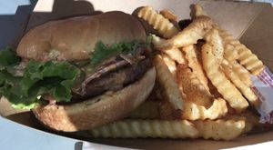 Juicy Double with Fries at Bangin' Vegan Eats in Charleston