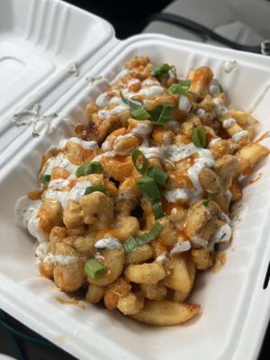 Mac attack fries   at Bangin' Vegan Eats in Charleston