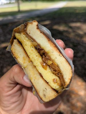 No Beef Bagel at Bangin' Vegan Eats in Charleston