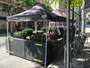 Outdoor seating for LPQ. at Le Pain Quotidien - Madison Ave in New York City
