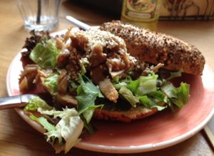 vegan Chicken Teriyaki bagel at Bagels & Beans - Raadhuisstraat in Amsterdam