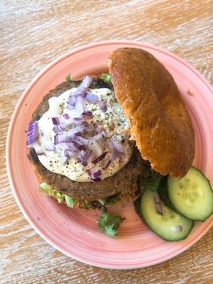 Dutch Weed Burger (fully vegan) at Bagels & Beans - Raadhuisstraat in Amsterdam