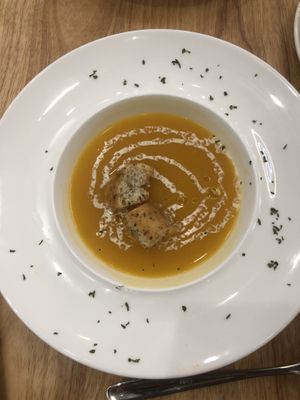 Pumpkin soup at Sofia 素菲亞 in Kowloon