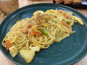 Curry seafood spaghetti  at Sofia 素菲亞 in Kowloon