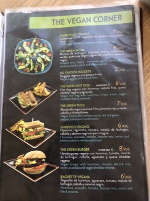 Has a whole page of Vegan Options 🌱 at Albi in Nerja