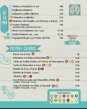 Carta at Bar Caleya Indi in Colunga