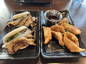 Shiitake Bao and Kimchi Potstickers   at Noods Ramen Bar in Honolulu