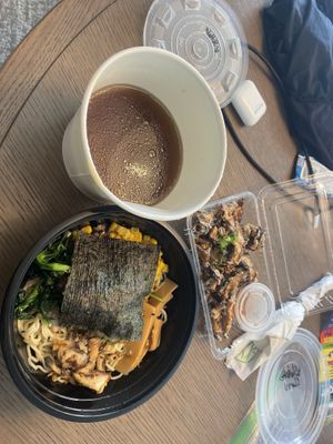 i got the food to go so that’s why it looks like this!  at Noods Ramen Bar in Honolulu