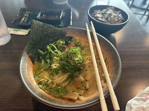 We ate all the potstickers before I took a picture.  at Noods Ramen Bar in Honolulu