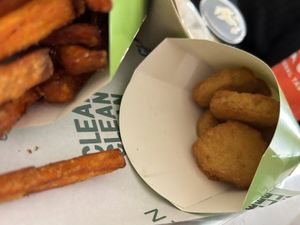 Nuggets and sweet potato fries  at Clean Kitchen Club - Camden in London