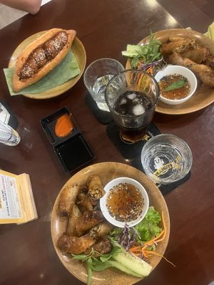 Vegan spring rolls, vegan Bahn mi  at Peanuts in Hoi An