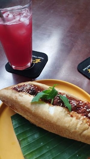 Another day with the Gourmet Banh Mi and Watermelon juice. at Peanuts in Hoi An