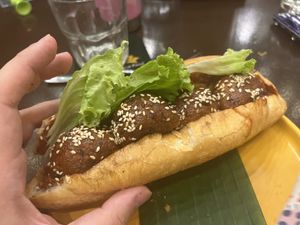 Banh mi, tofu balls and spring rolls   at Peanuts in Hoi An