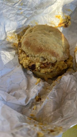 Sausage, egg, & cheese biscuit (comes with house fries)  at Gregory's Atlanta in Marietta