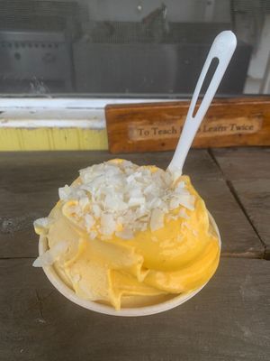 Mango & Banana Whip + shredded coconut  at Moksha in Rincon