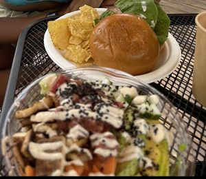 Poke bowl ansushi burger  at Moksha in Rincon