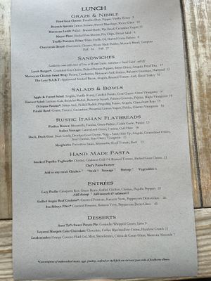 Menu April 5, 2024  at The Lazy Goat in Greenville