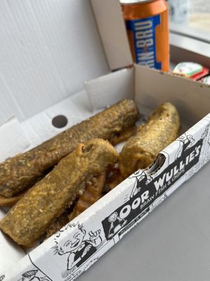 Black and White Pudding  at Oor Wullie's Braw Fish & Chips in Aberdeen