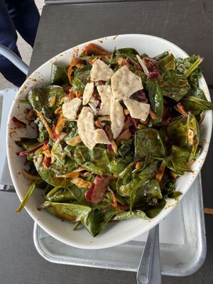 Extremely overdressed salad   at Alua's Thrive Bar in Mount Shasta