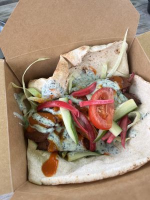 Seitan flatbread   at Cat Soup Kitchen in Brecon