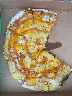 Couldn’t help but take some before the pic  at Vegan Pizzeria in San Juan