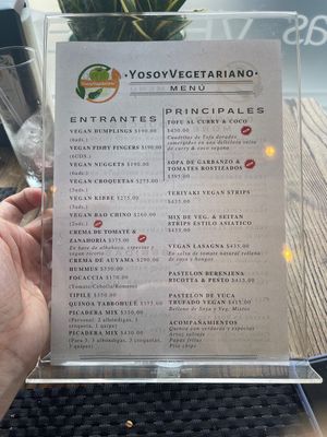 Menú parte I  at Yosoy Vegetariano in Santo Domingo