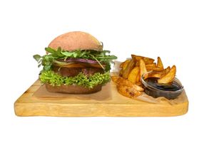 Combo Green Vegan Burger, American Wedges & BBQ dip at Simply 33 in Prague