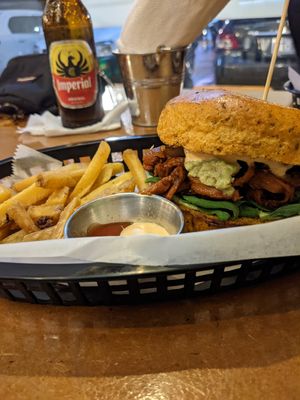 "pulled pork" burger at Vegan Noise in San Jose