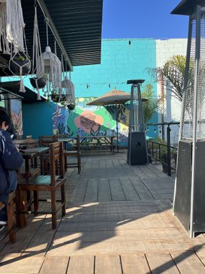 Outside seating area  at Seta Rosa in Ensenada