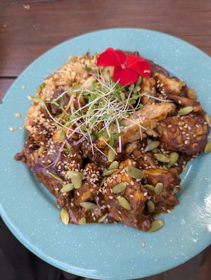 Aztec tempeh at Seta Rosa in Ensenada