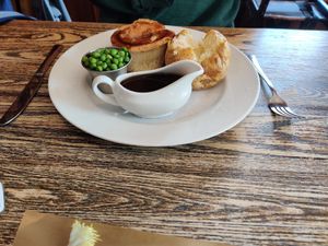 Vegan steak and ale pie with jacket potato at The Leaping Salmon in Berwick-upon-tweed