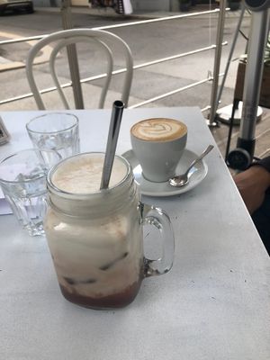 iced kakao spicy & cappuccino  at Nook in Vienna