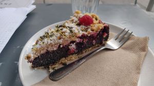 Vegan poppyseed raspberry pie at Nook in Vienna