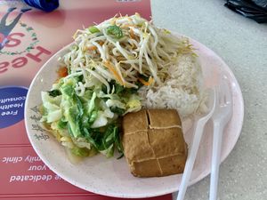 Nice food, Aunty always give a lot .  at Bodhi Vegetarian 菩提素食 in Central Singapore