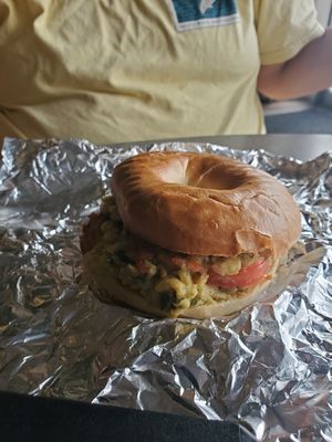 Breakfast sandwich at The Rooted Vegan in Angola