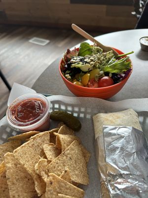 Nashville chickin wrap—spicy good!   at The Rooted Vegan in Angola