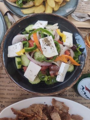 Vegan greek salad at Ilo-Ilo in Corfu
