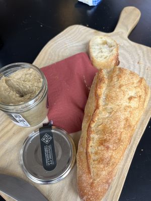 Aubergine and baguette  at Brut - Bar Avenue de Champagne in Epernay