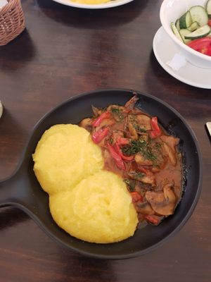 Vegan stew at Caru' cu Bere in Bucharest